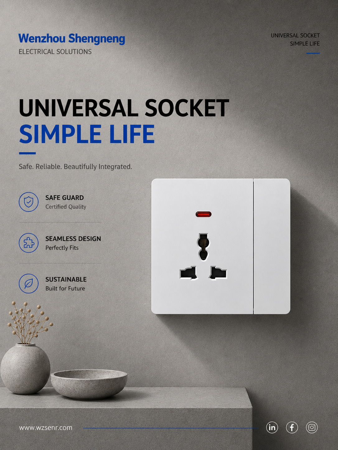 Universal Switch Socket with Neon(C8)